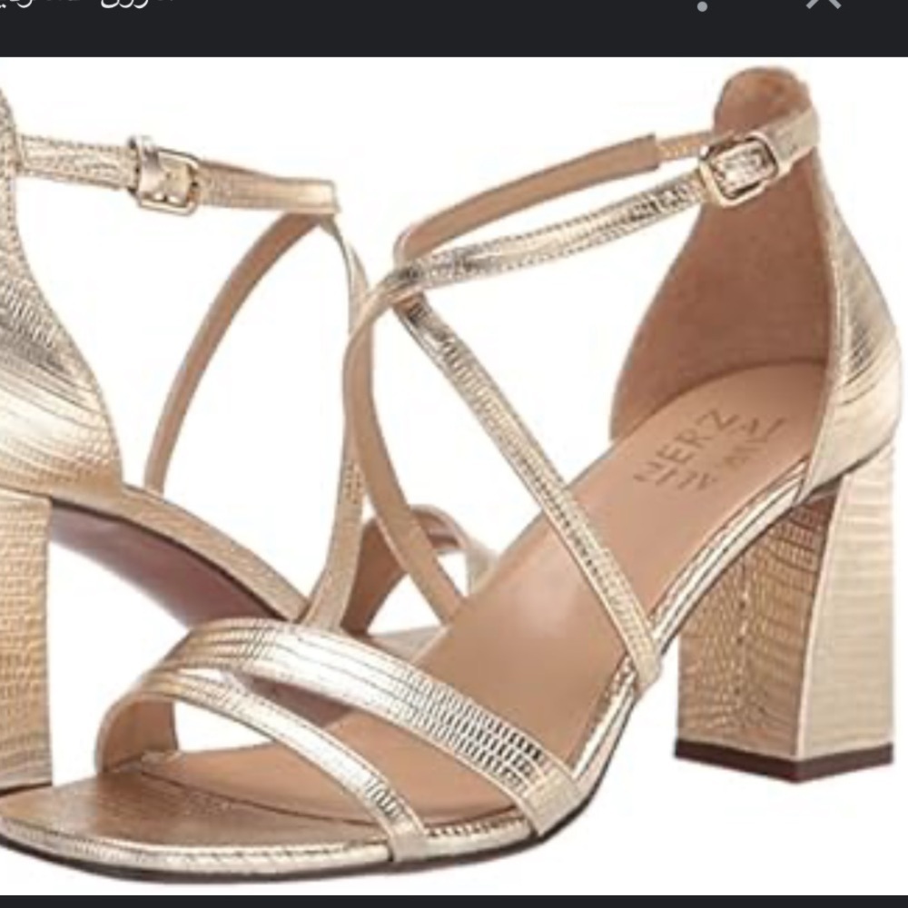 Naturalizer Tiff dark Gold Strappy Block Heels NWT 9.5